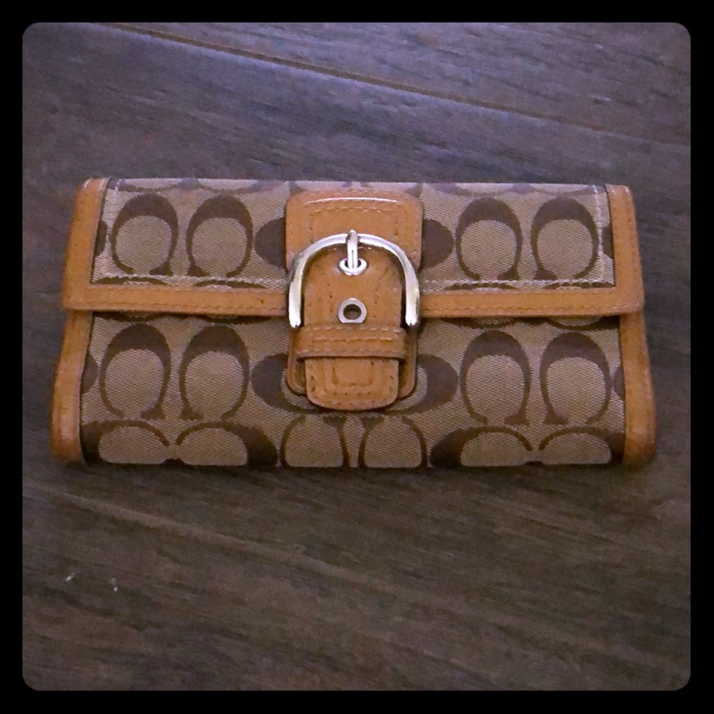 Tan and Brown full size Coach wallet